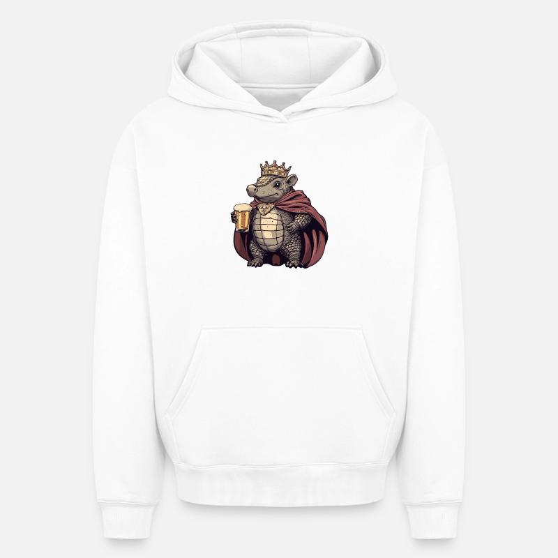 Roi de la bière Armadillo - Sweat à capuche unisexe oversize épais SPREAD - blanc