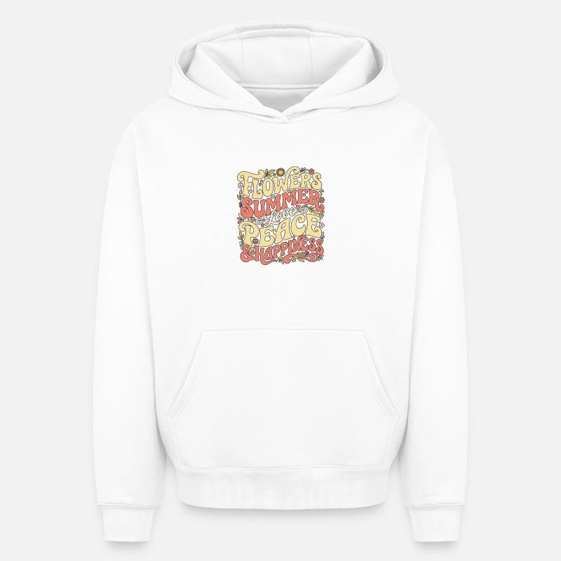 Fleur d’été rétro - Sweat à capuche unisexe oversize épais SPREAD - blanc