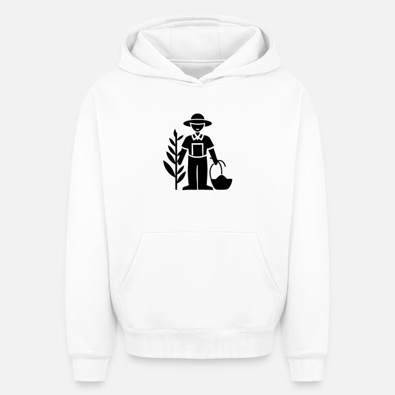 Fermier Bauer - Sweat à capuche unisexe oversize épais SPREAD - blanc
