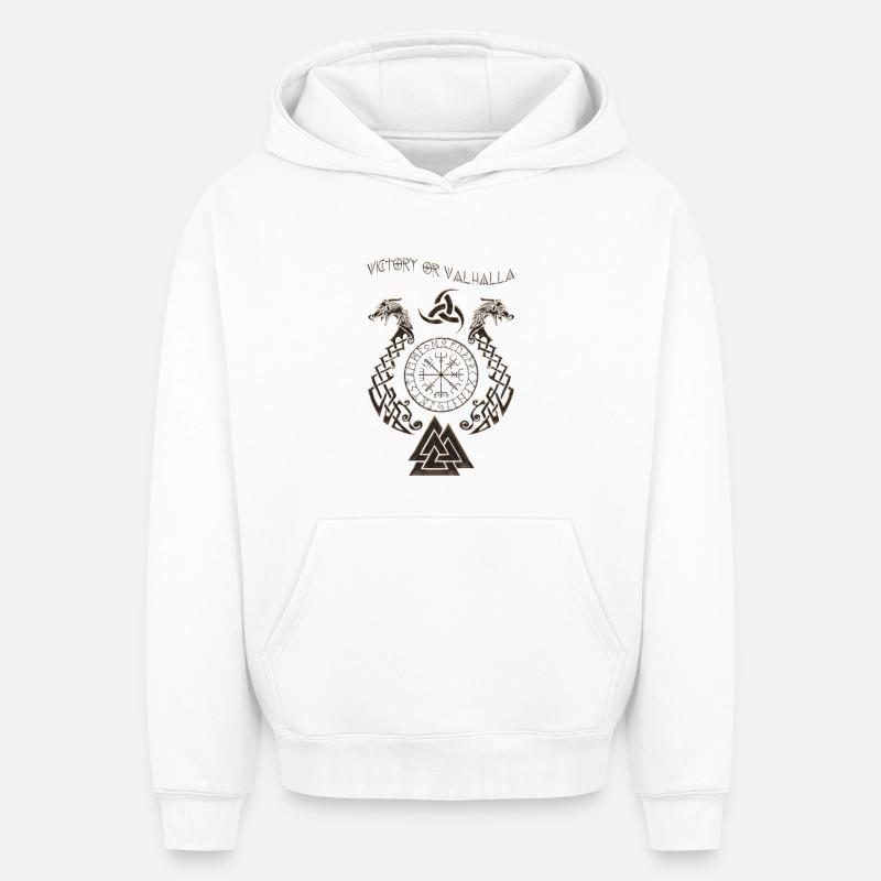Symbole viking - Sweat à capuche unisexe oversize épais SPREAD - blanc