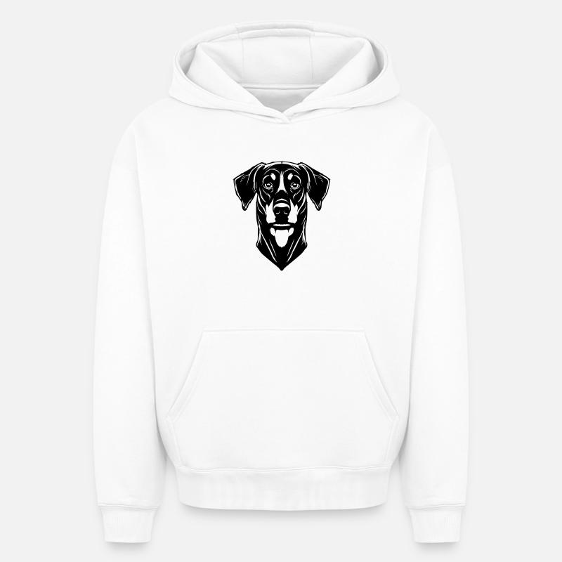 Dobermann - Sweat à capuche unisexe oversize épais SPREAD - blanc