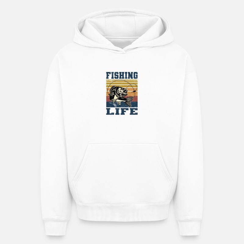 Vie de pêche - Sweat à capuche unisexe oversize épais SPREAD - blanc