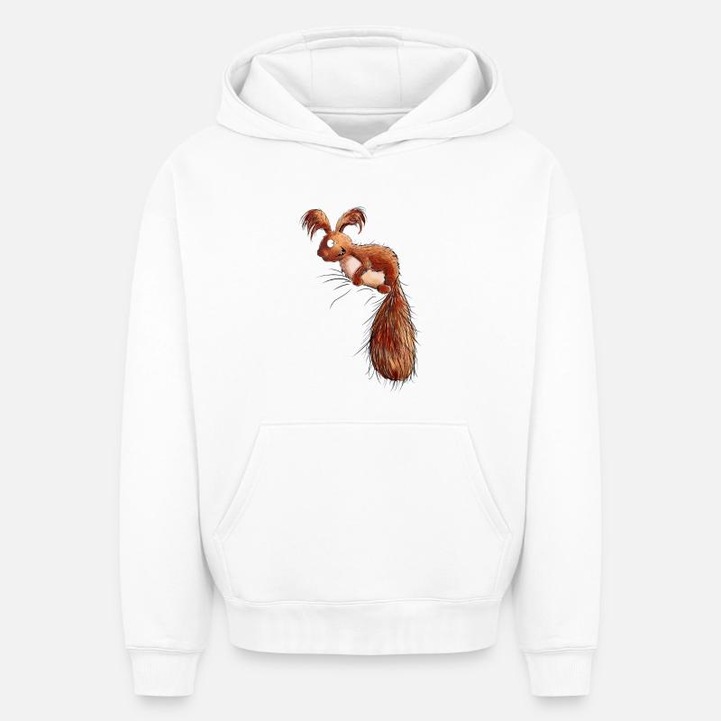 Droll Écureuil Faune - Sweat à capuche unisexe oversize épais SPREAD - blanc