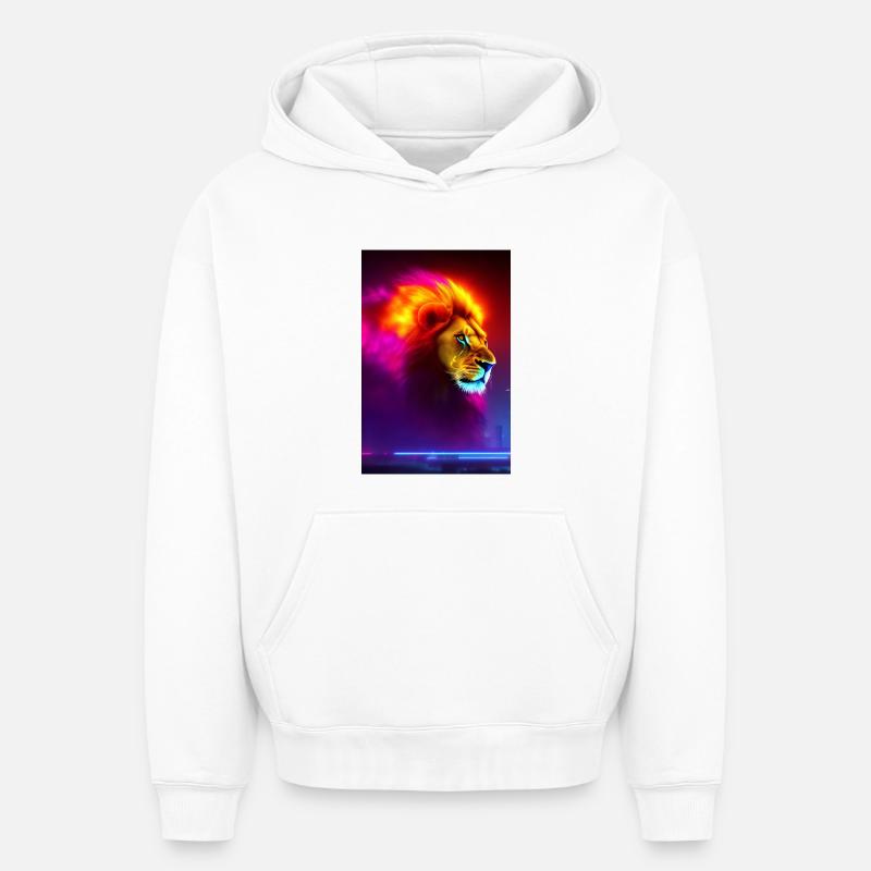 Tête de Lion - Sweat à capuche unisexe oversize épais SPREAD - blanc