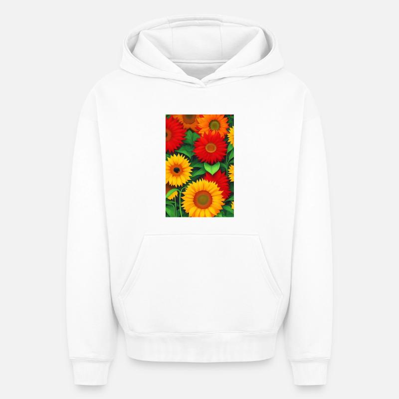 Tournesols - Sweat à capuche unisexe oversize épais SPREAD - blanc