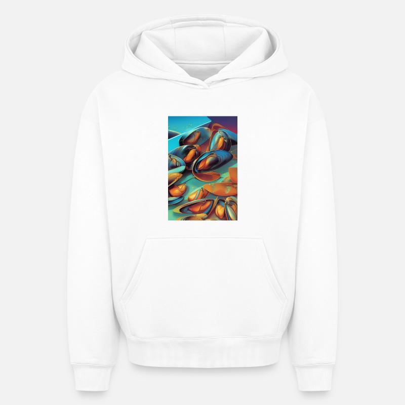 Moules - Sweat à capuche unisexe oversize épais SPREAD - blanc