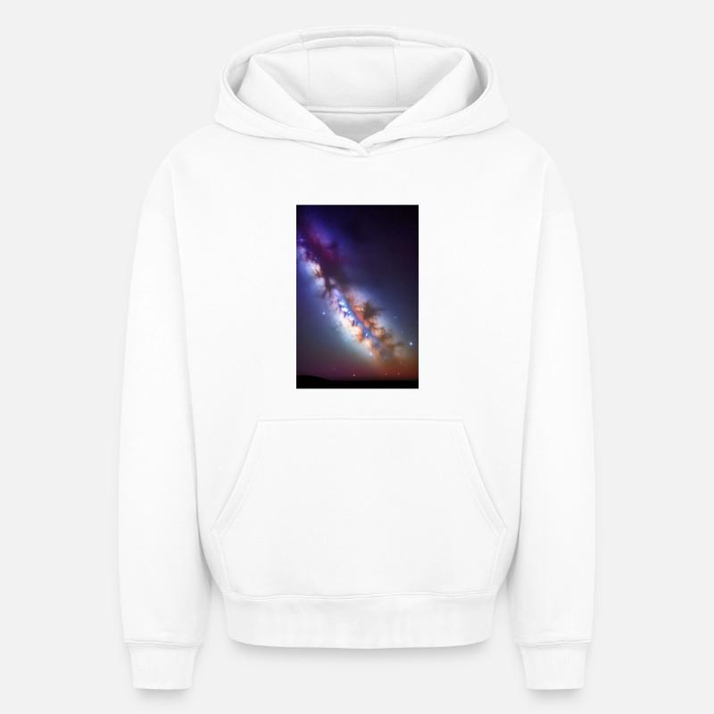 Espace et planètes - Sweat à capuche unisexe oversize épais SPREAD - blanc