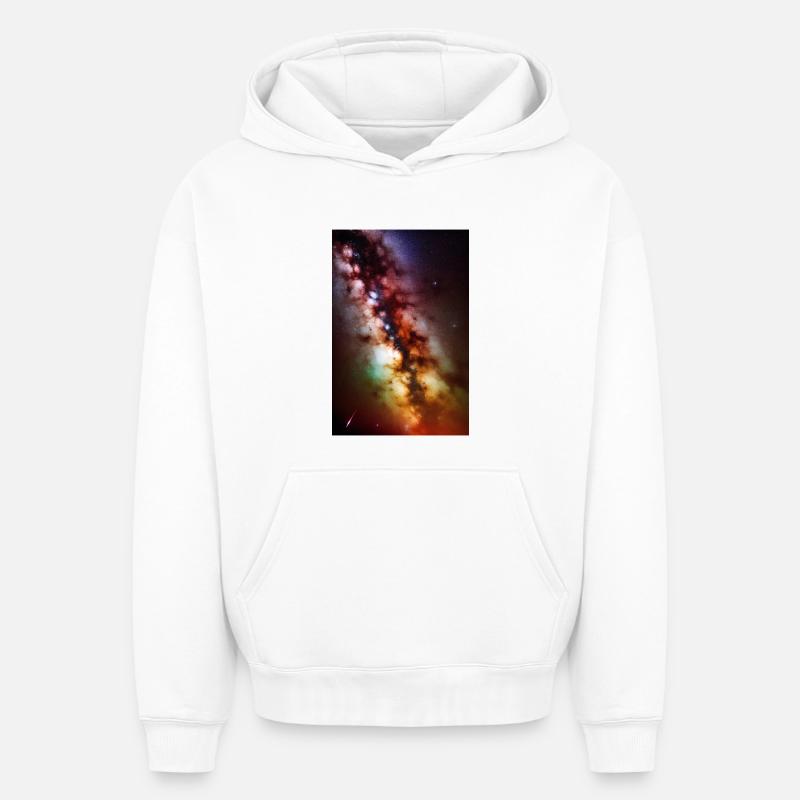 Espace et planètes - Sweat à capuche unisexe oversize épais SPREAD - blanc