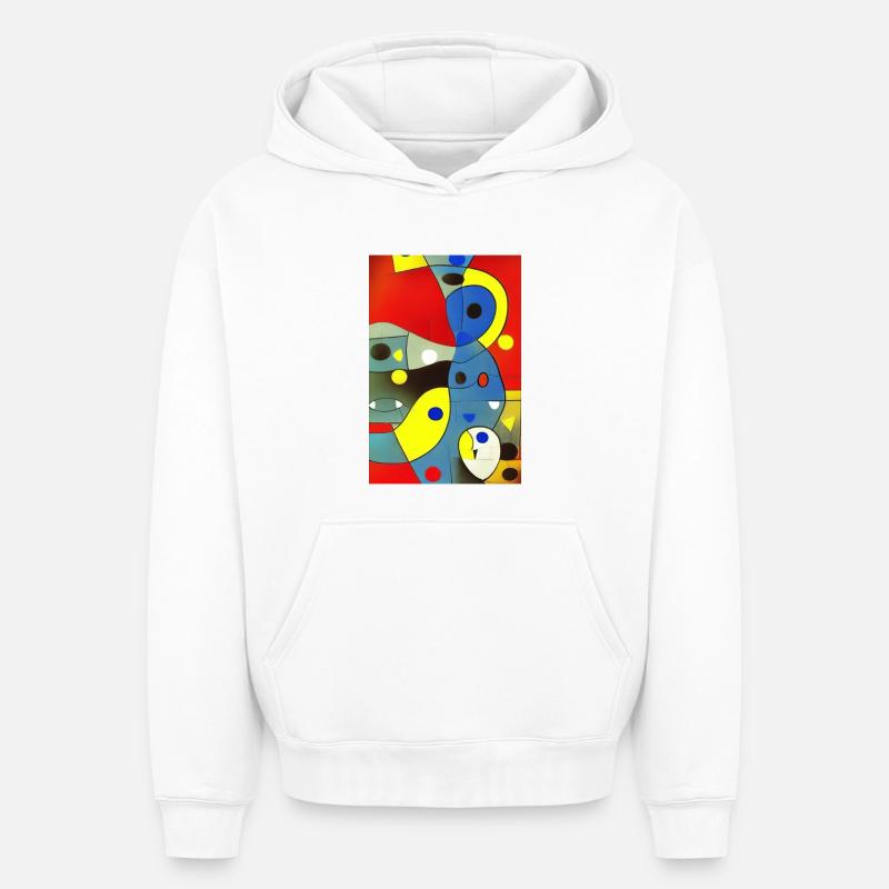 Art abstrait - Sweat à capuche unisexe oversize épais SPREAD - blanc
