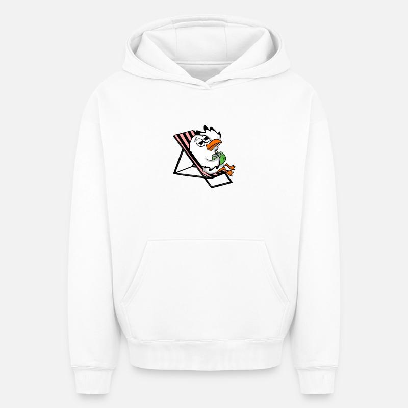 Mouette - Sweat à capuche unisexe oversize épais SPREAD - blanc