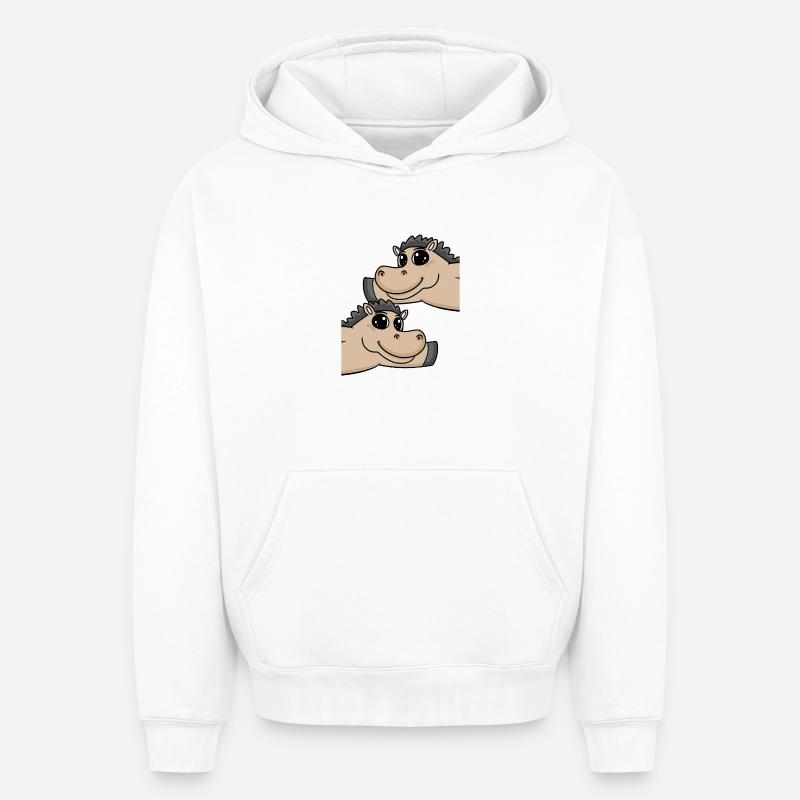 Chevaux à cheval - Sweat à capuche unisexe oversize épais SPREAD - blanc