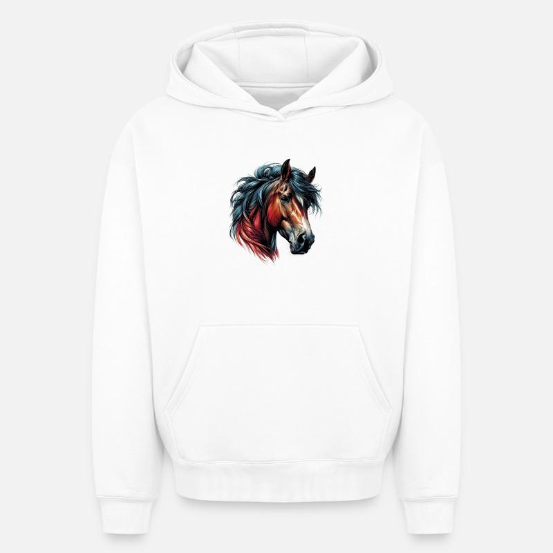 Cheval - Sweat à capuche unisexe oversize épais SPREAD - blanc