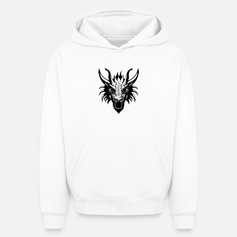 Drachenkopf - Oversized Heavyweight Unisex Hoodie - Weiß