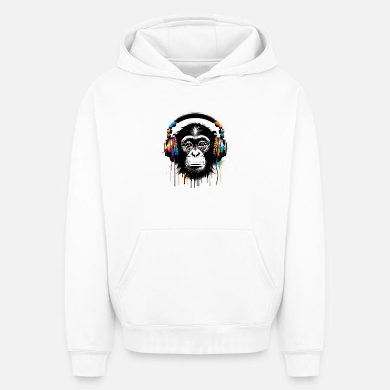 Singe - Sweat à capuche unisexe oversize épais SPREAD - blanc