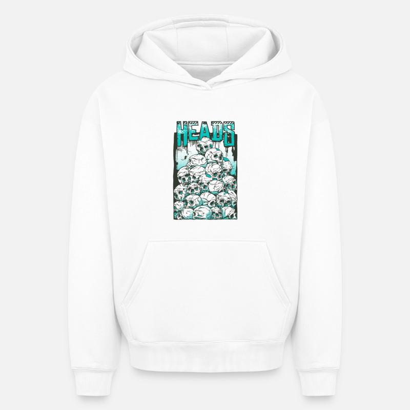 Crânes - Sweat à capuche unisexe oversize épais SPREAD - blanc