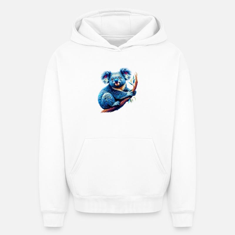 Koala - Sweat à capuche unisexe oversize épais SPREAD - blanc