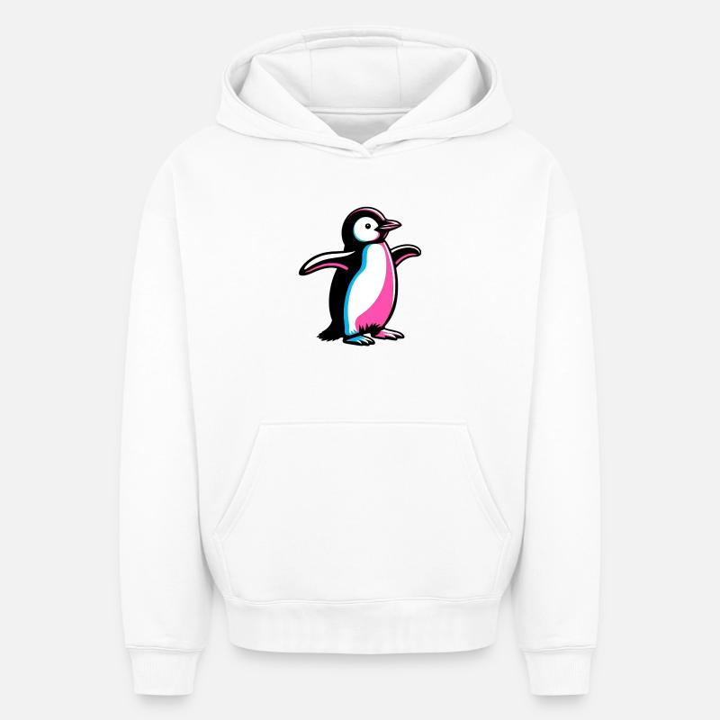 Pingouin - Sweat à capuche unisexe oversize épais SPREAD - blanc