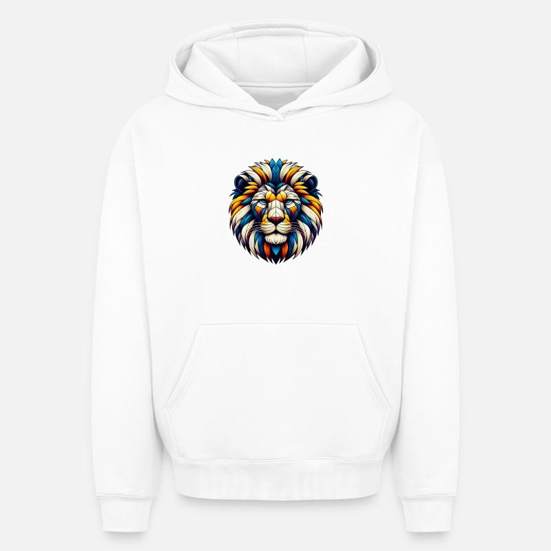 Lion - Sweat à capuche unisexe oversize épais SPREAD - blanc
