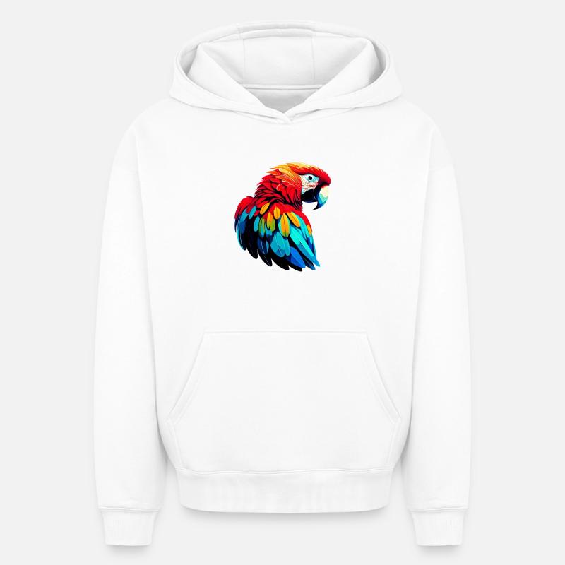 Perroquet - Sweat à capuche unisexe oversize épais SPREAD - blanc