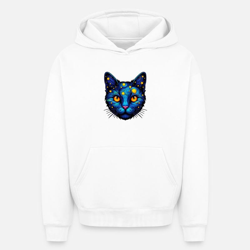Chat - Sweat à capuche unisexe oversize épais SPREAD - blanc