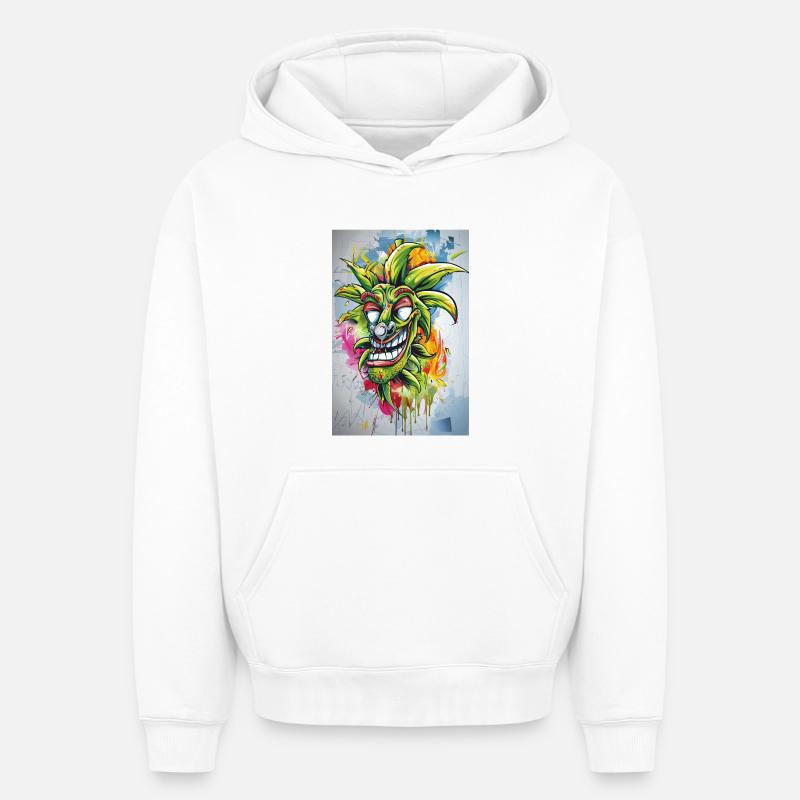 Graffiti Bouffon Ananas - Sweat à capuche unisexe oversize épais SPREAD - blanc