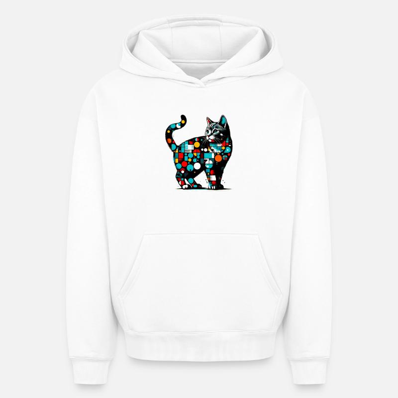 Chat - Sweat à capuche unisexe oversize épais SPREAD - blanc