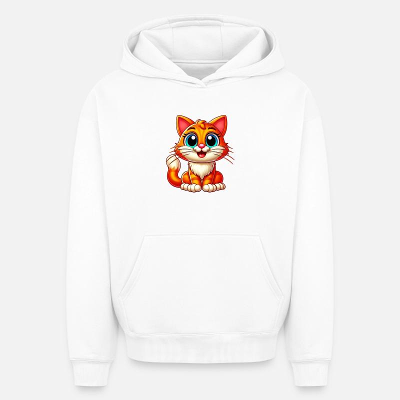 Chat - Sweat à capuche unisexe oversize épais SPREAD - blanc