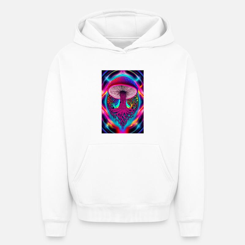 Champignon psychédélique - Sweat à capuche unisexe oversize épais SPREAD - blanc