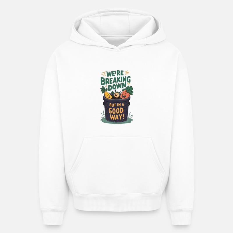 Décomposition du compost - Sweat à capuche unisexe oversize épais SPREAD - blanc