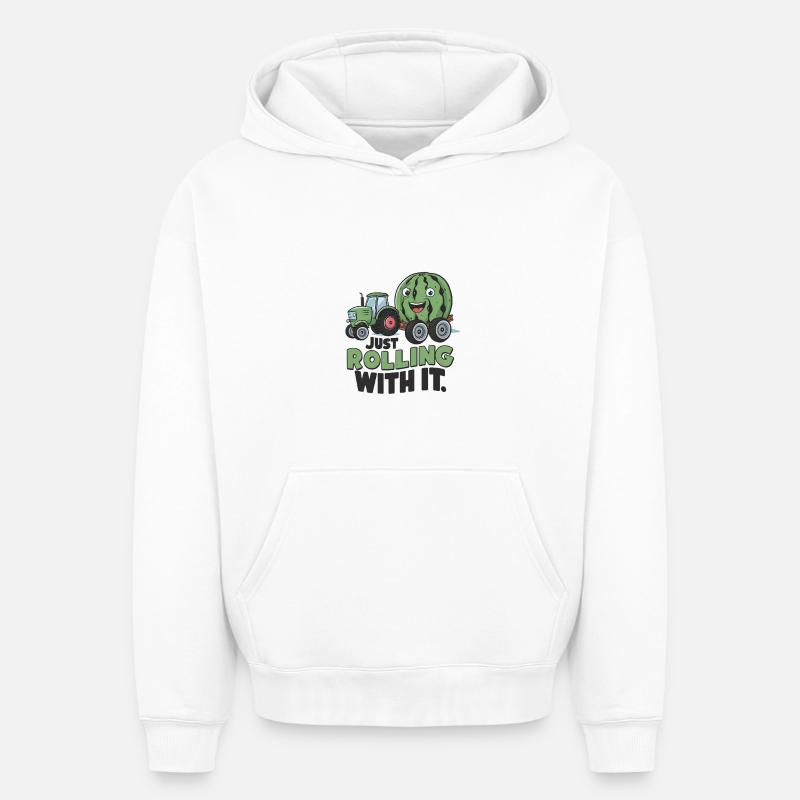 Rouler avec - Sweat à capuche unisexe oversize épais SPREAD - blanc