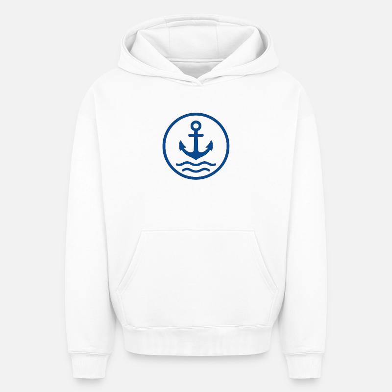 Ancre Conception Nautique - Sweat à capuche unisexe oversize épais SPREAD - blanc