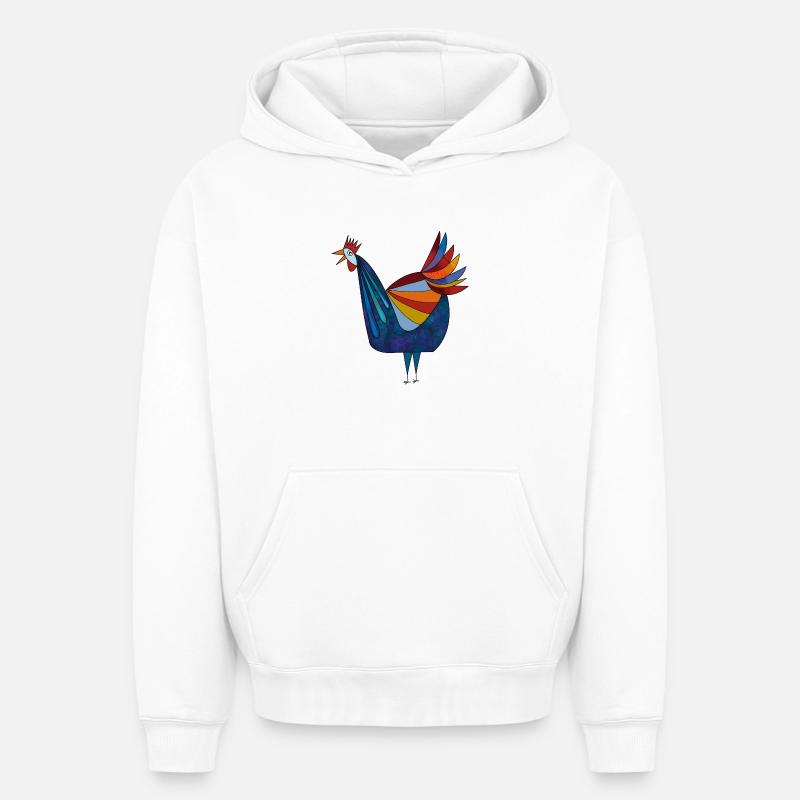 Poulet - Sweat à capuche unisexe oversize épais SPREAD - blanc