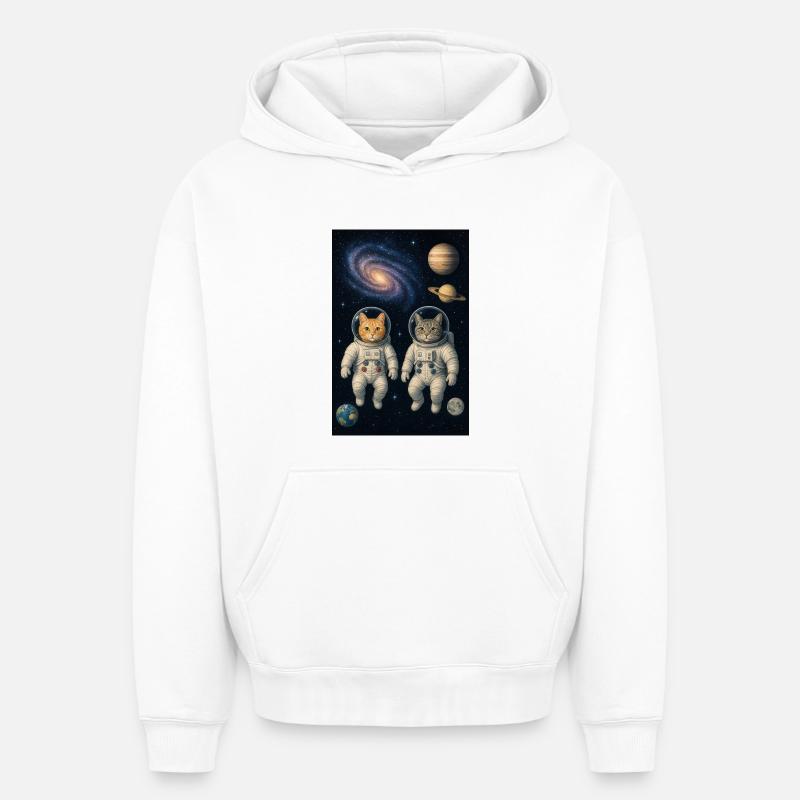 félin - Sweat à capuche unisexe oversize épais SPREAD - blanc