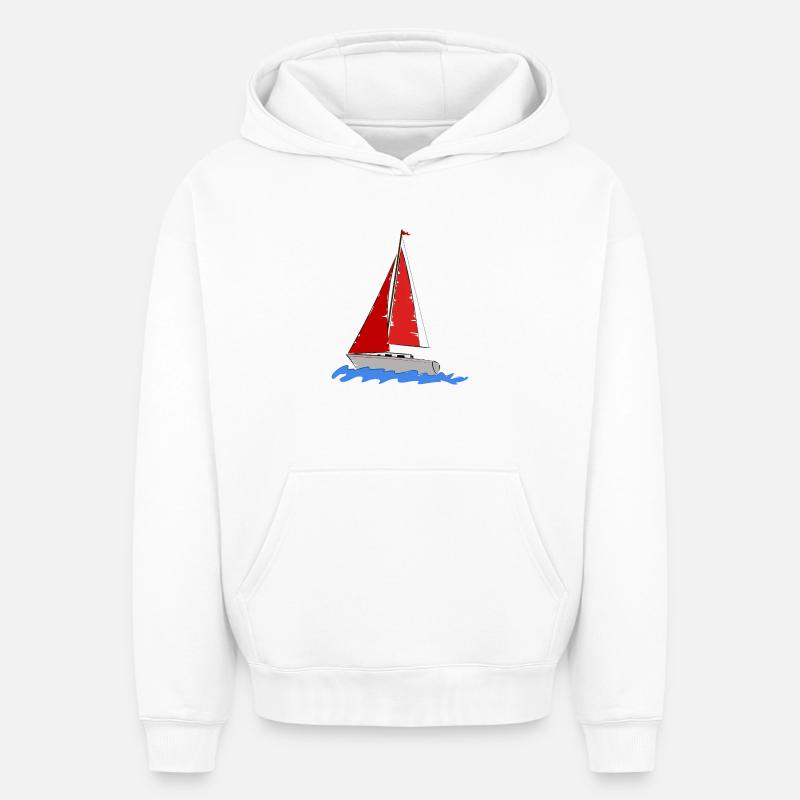 Yachtsman - Sweat à capuche unisexe oversize épais SPREAD - blanc