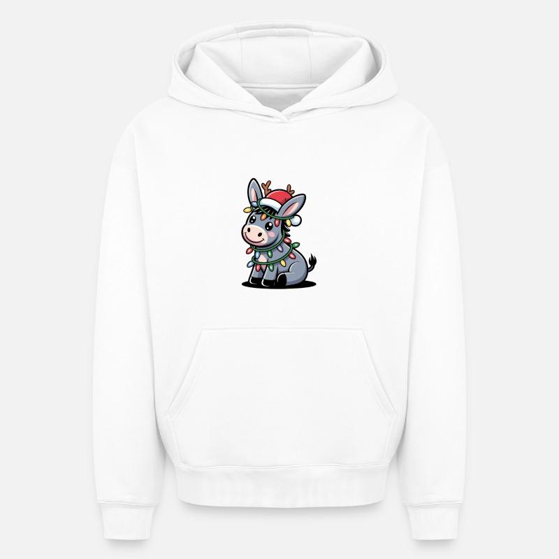 Âne Elfe Noël - Sweat à capuche unisexe oversize épais SPREAD - blanc