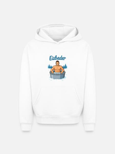 Eisbader Muskelmann im Eisbad - Oversized Heavyweight Unisex Hoodie - white