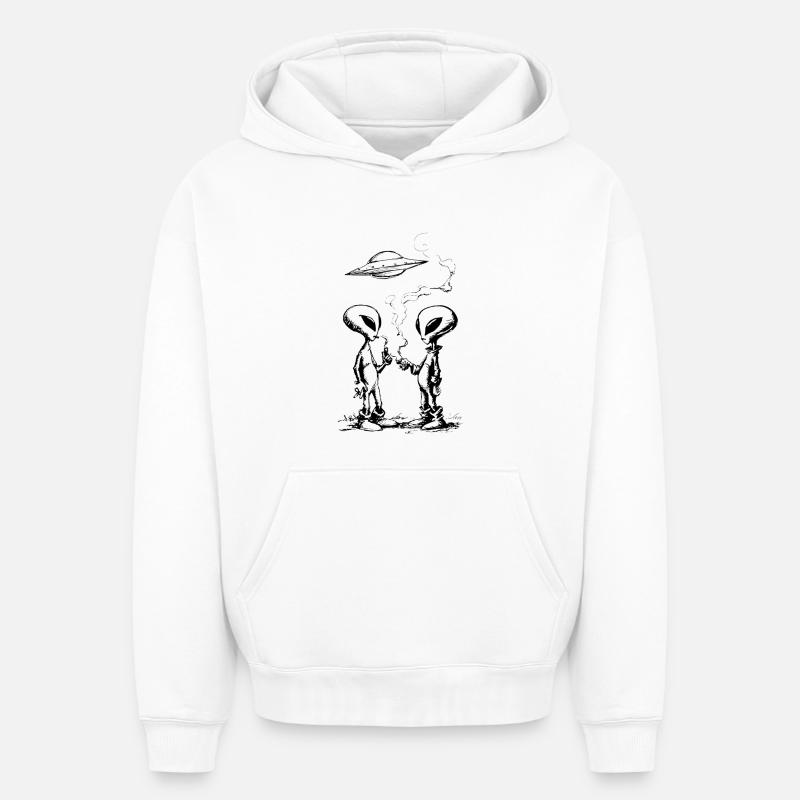 Rupture extraterrestre - Sweat à capuche unisexe oversize épais SPREAD - blanc