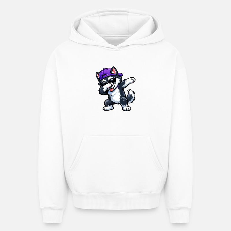 Tamponnement Husky - Sweat à capuche unisexe oversize épais SPREAD - blanc