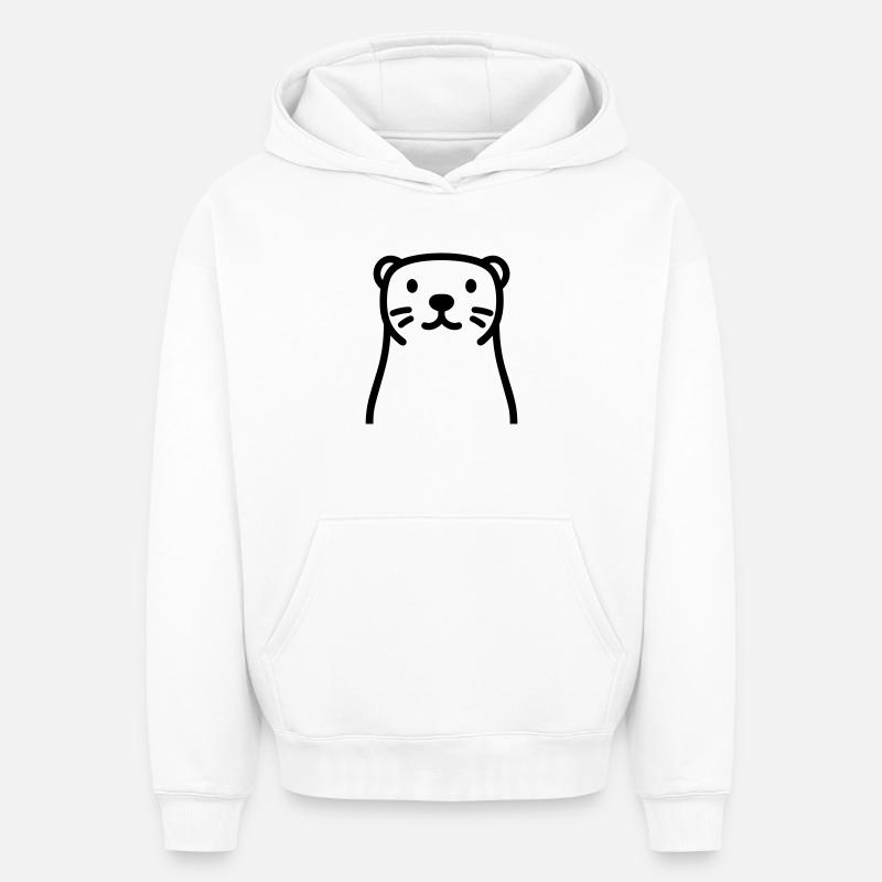 loutre - Sweat à capuche unisexe oversize épais SPREAD - blanc