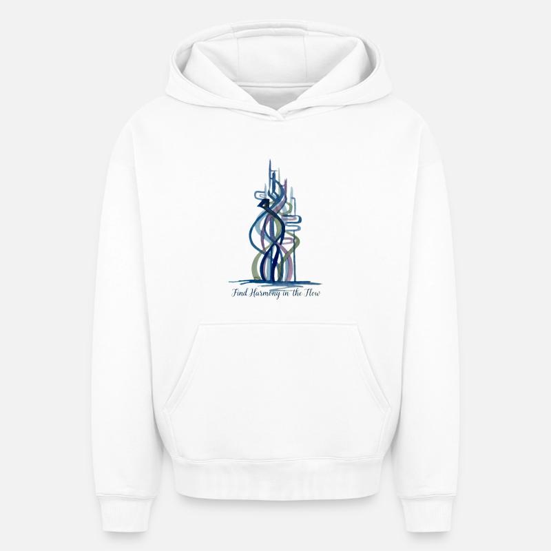 Harmonie dans le Flux - Sweat à capuche unisexe oversize épais SPREAD - blanc