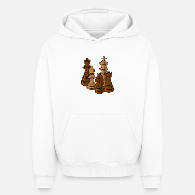 échecs - Sweat à capuche unisexe oversize épais SPREAD - blanc