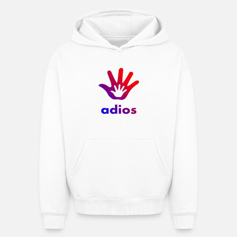 Main Adios - Sweat à capuche unisexe oversize épais SPREAD - blanc