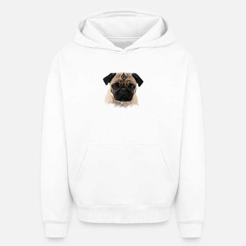 mops - Sweat à capuche unisexe oversize épais SPREAD - blanc