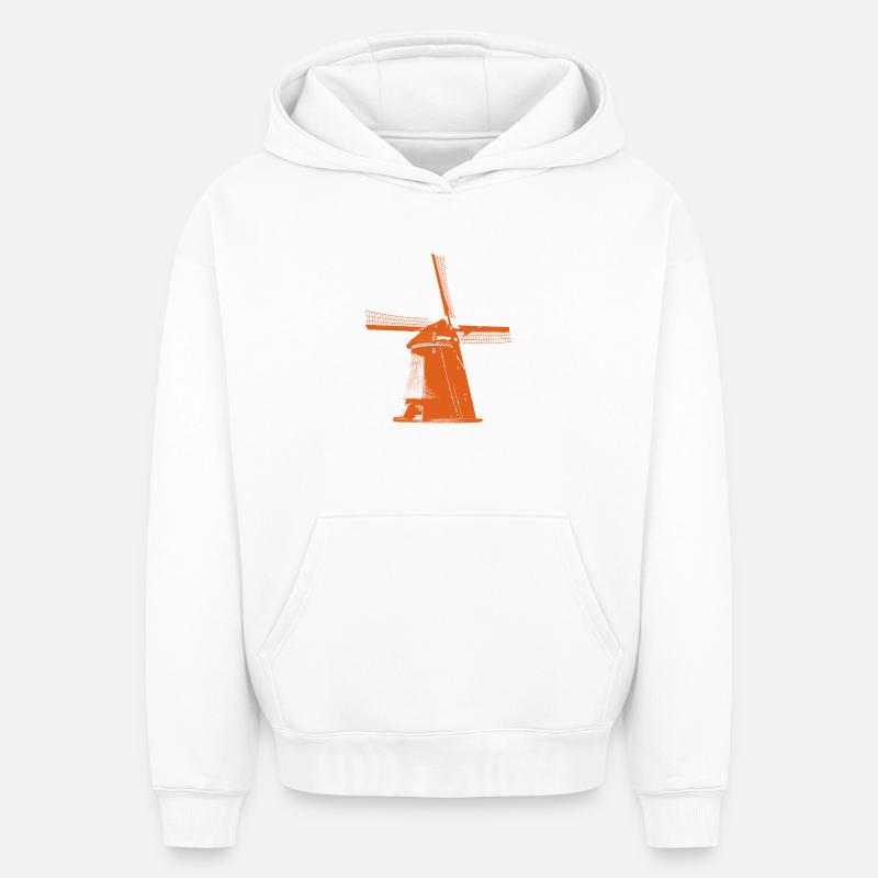 Moulin à vent Pays-Bas - Sweat à capuche unisexe oversize épais SPREAD - blanc