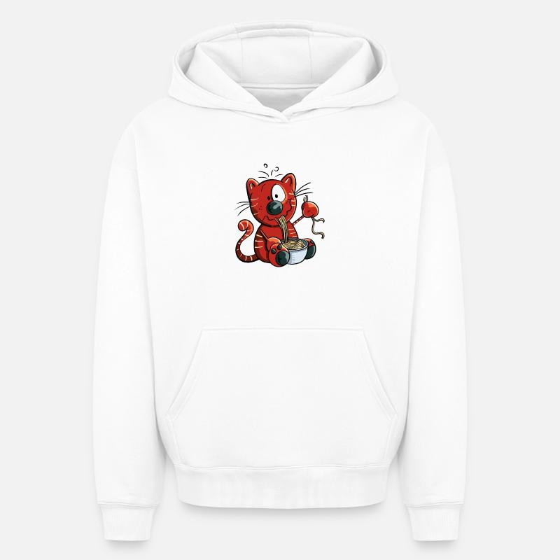 Mignon chat comique - Sweat à capuche unisexe oversize épais SPREAD - blanc