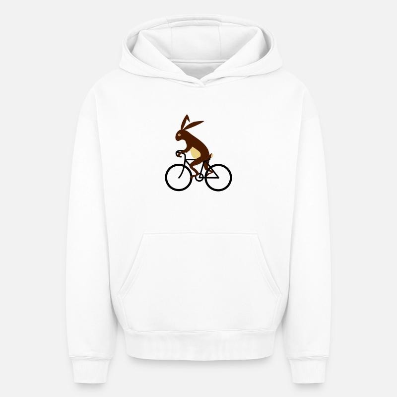 lièvre - Sweat à capuche unisexe oversize épais SPREAD - blanc