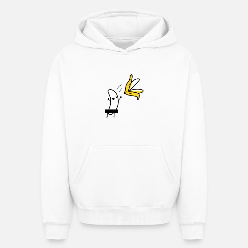 Striptease banane - Sweat à capuche unisexe oversize épais SPREAD - blanc