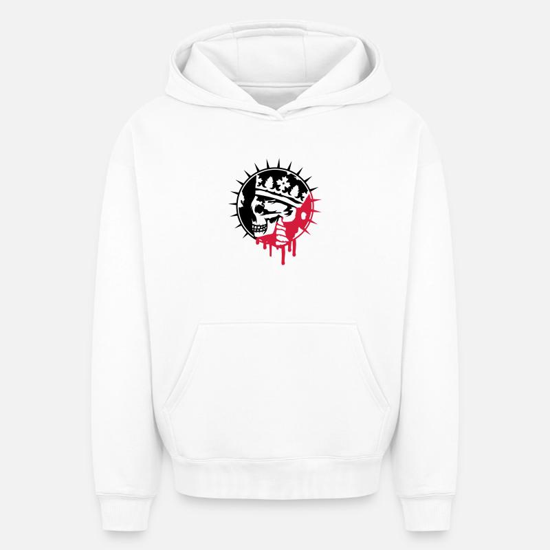 Totenschädel mit Krone Graffiti Patch - Oversized Heavyweight Unisex Hoodie - Weiß