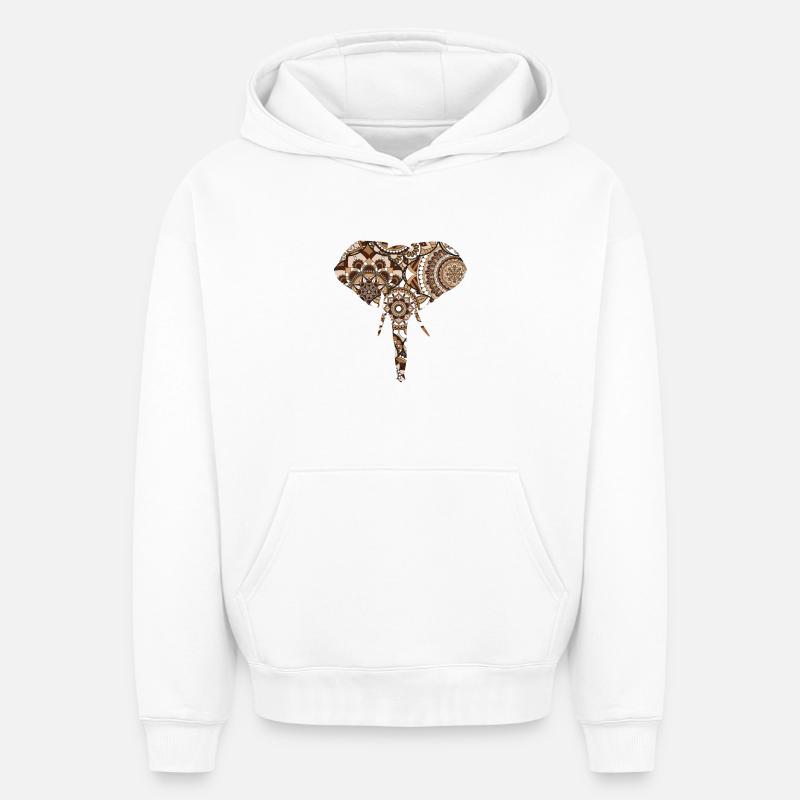 Modèle d’éléphant - Sweat à capuche unisexe oversize épais SPREAD - blanc