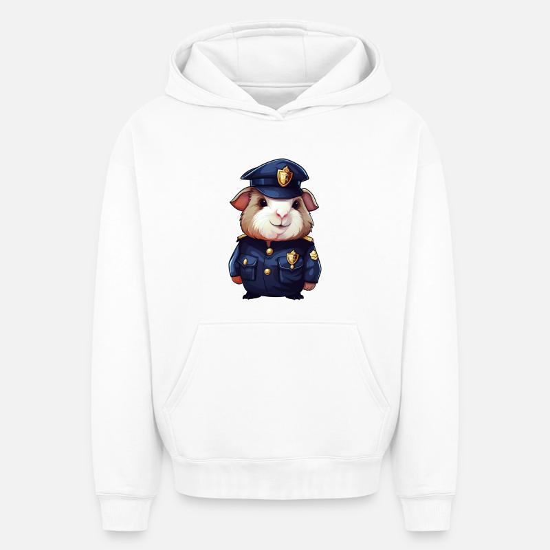 Police du cochon d’Inde - Sweat à capuche unisexe oversize épais SPREAD - blanc